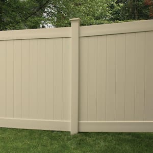 Linden 5 in. x 5 in. x 9 ft. Sand Vinyl Routed Fence Line Post