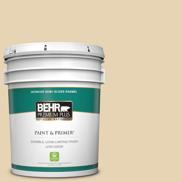 BEHR PREMIUM PLUS 5 gal. #S310-2 Journal White Semi-Gloss Enamel Low Odor Interior Paint & Primer