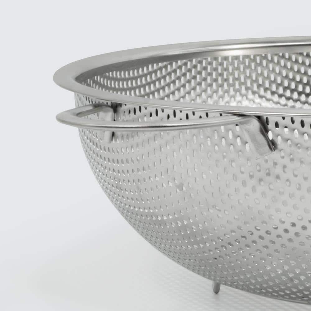 12.25" Silver Stainless Steel Perforated Colander with Handles