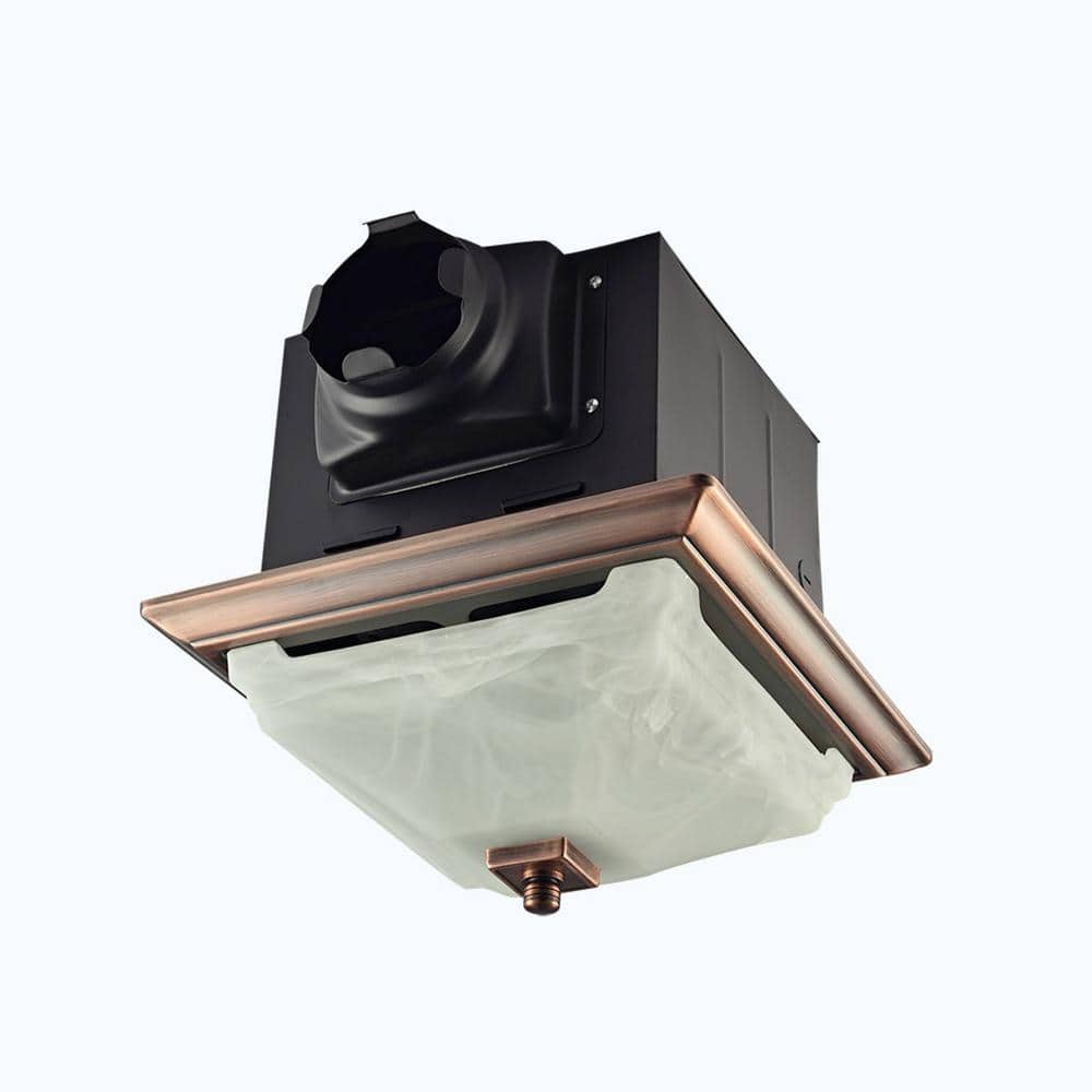 Lift Bridge Kitchen Bath Decorative Oil Rubbed Bronze 110 Cfm Ceiling Bath Fan With Light And Glass Globe Dsqr110orb The Home Depot