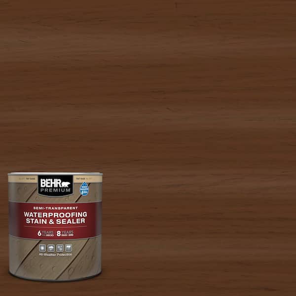 BEHR PREMIUM 1 qt. #ST-129 Chocolate Semi-Transparent Waterproofing Exterior Wood Stain and Sealer