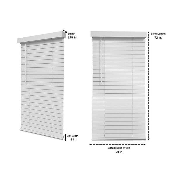 Details about   White Cordless Room Darkening 2 in 24.5 in Faux Wood Blind for Window W x 72 