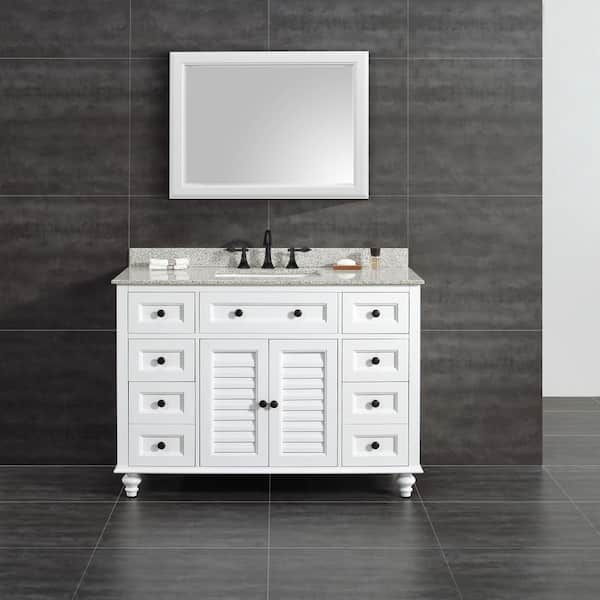 OVE Decors Heather 48 in. W x 22 in. D x 34 in. H Single Sink Bath Vanity in White withBeige Granite Top