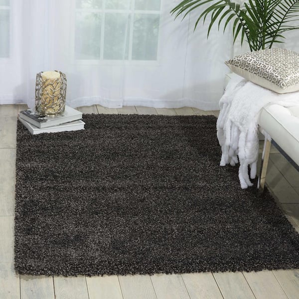 Amore Dark Grey 5 ft. x 7 ft. Shag Contemporary Modern Shag Area Rug