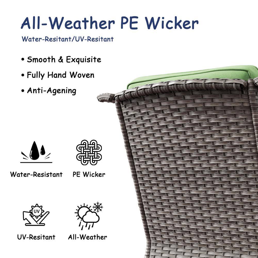 5-Piece Green Cushioned Wicker Patio Conversation Set