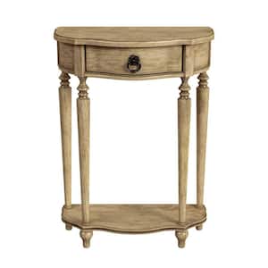 Ashby 22 in. x 30.5 in. H x 22 in. W x 11 in. D Beige Specialty Wood Demilune Console Table with Storage