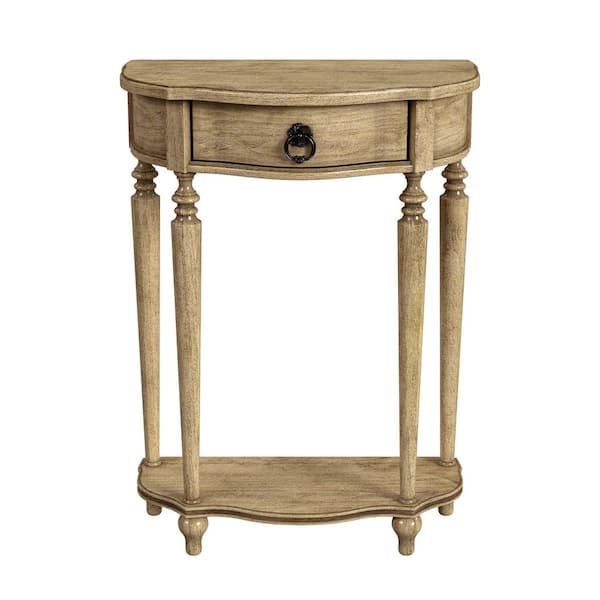 Butler Specialty Company Ashby 22 in. x 30.5 in. H x 22 in. W x 11 in. D Beige Specialty Wood Demilune Console Table with Storage