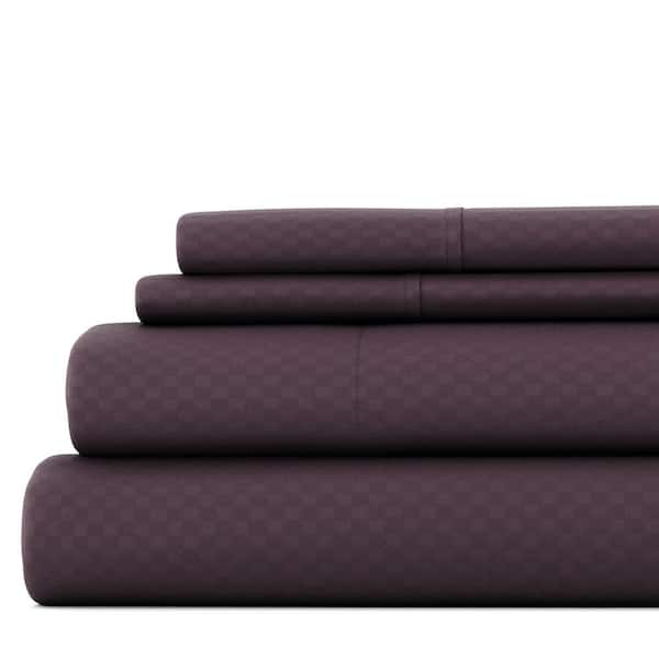 Becky Cameron 4-Piece Purple Geometric Microfiber Full Sheet Set