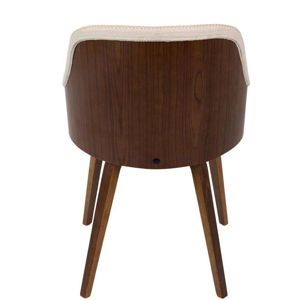 Cream Faux Leather Upholstered Arm Chair with Wood Legs