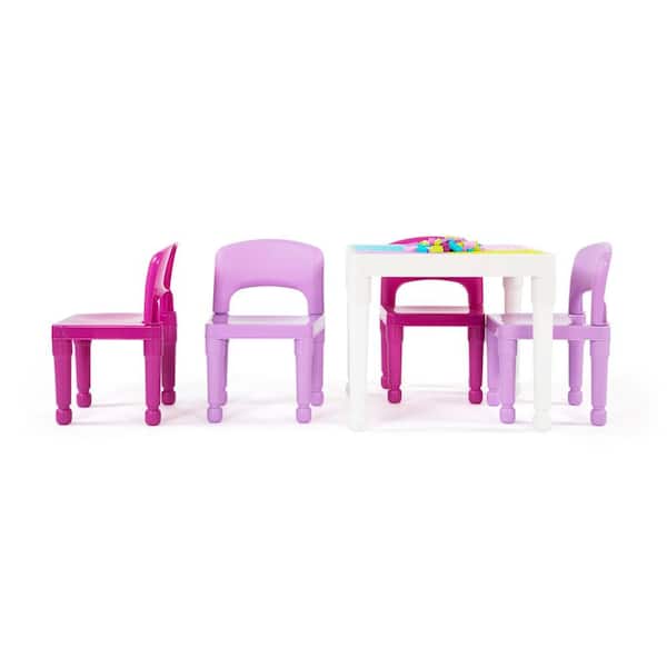 Humble Crew Playtime 5-Piece White/Pink 2-in-1 Plastic Building 