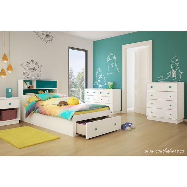 South Shore Little Monsters 1-Drawer Pure White Twin-Size Storage Bed
