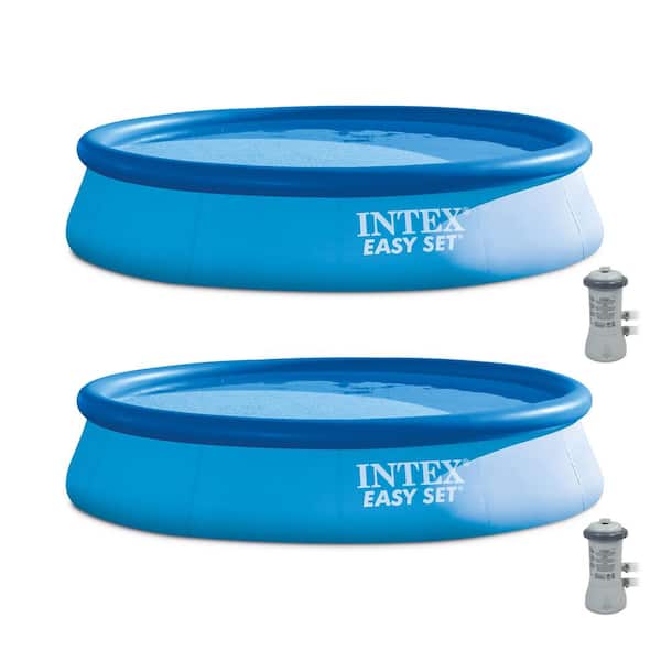 Intex 13 ft. x 32 in. Round Easy Set Above Ground Swimming Pool Kit and 530 GPH Pump (2-Pack), 1926 Gallons Capacity