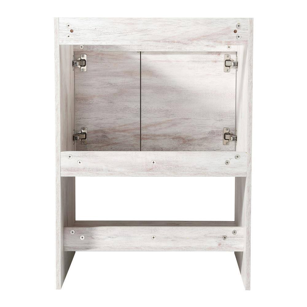 24" Walnut and White Vitreous China Single Bathroom Vanity