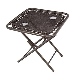 Folding Sling Outdoor Side Table with Drink Holders