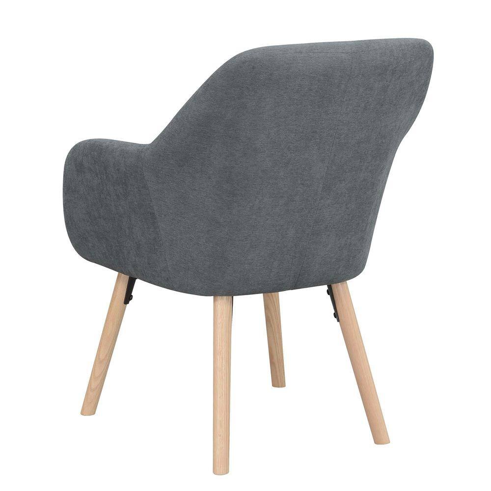 Slate Gray Linen Wingback Accent Chair with Oak Legs