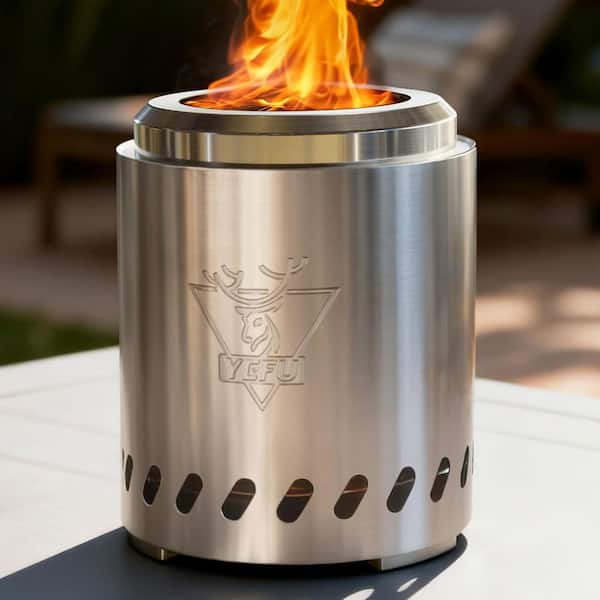 Portable 5.5 in. Tabletop Stainless Steel Fire Pit with Travel Bag and 2-Mini Sticks and Fireproof Mat and Rack