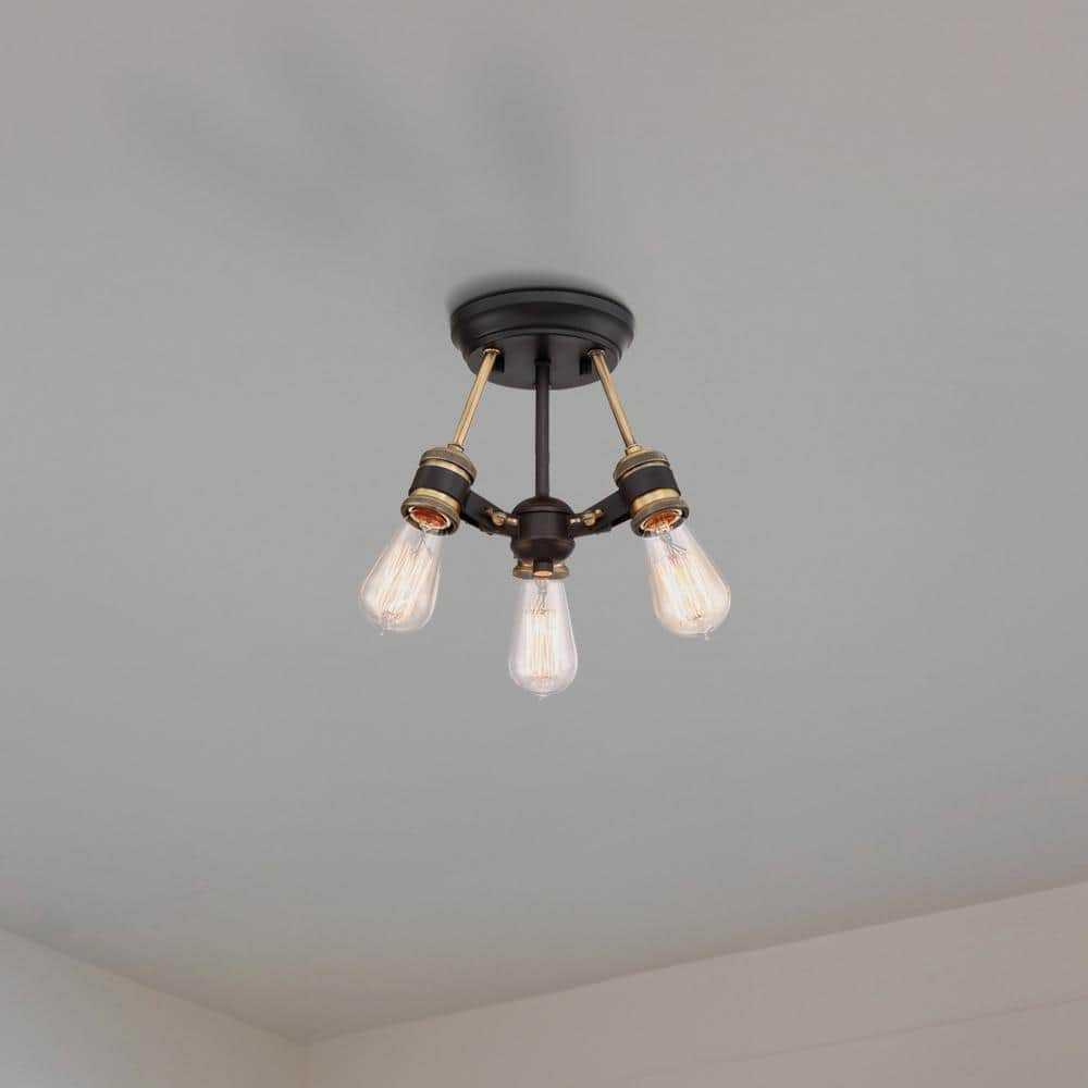 Miles Vintage Bronze 3-Light Industrial Ceiling Light