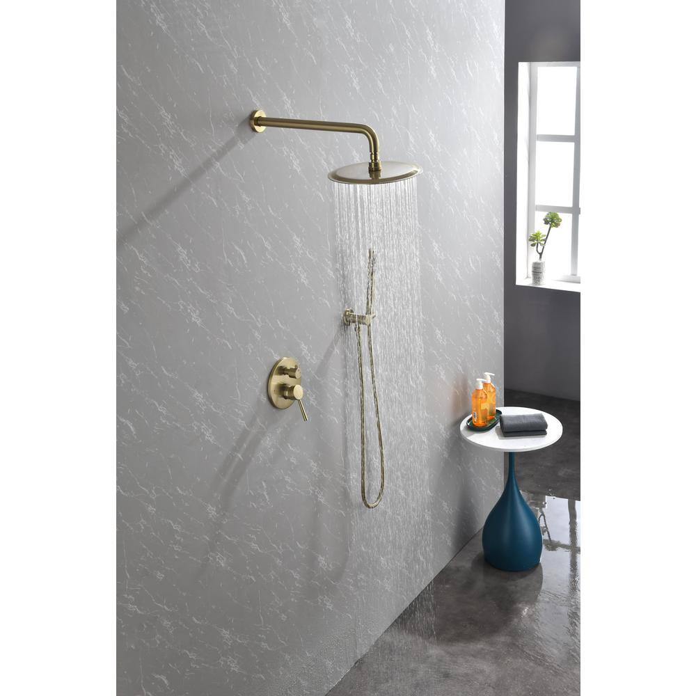 Brushed Gold Dual-Function Rain Shower System with Handheld