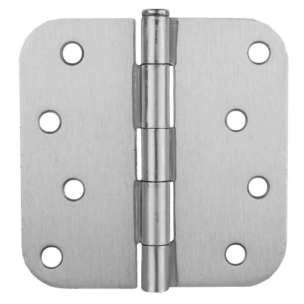 9 of Satin Nickel 4" X 4" w 5/8" Radius Round Corner Door Hinge Exterior Brushed 
