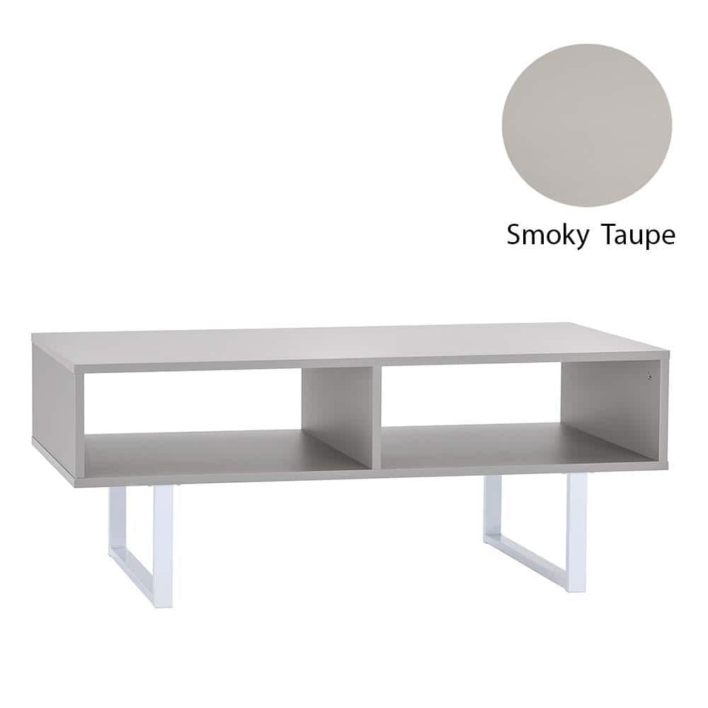Modern Taupe Wood & Metal Coffee Table with Storage