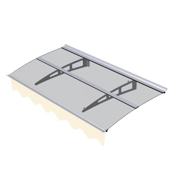 2.83 ft. x 4.92 ft. 0.14 in. Thick Crystal Solid Polycarbonate Sheet and Aluminum Alloy Door Window Awning Canopy