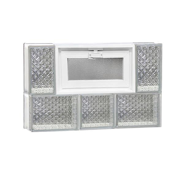 Clearly Secure 21.25 in. x 13.5 in. x 3.125 in. Frameless Vented Diamond Pattern Glass Block Window