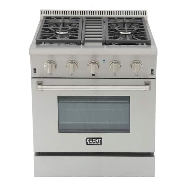 Kucht Pro Style 30 In 4 2 Cu Ft Propane Gas Range With Sealed Burners And Convection Oven In Stainless Steel Krg3080u Lp The Home Depot