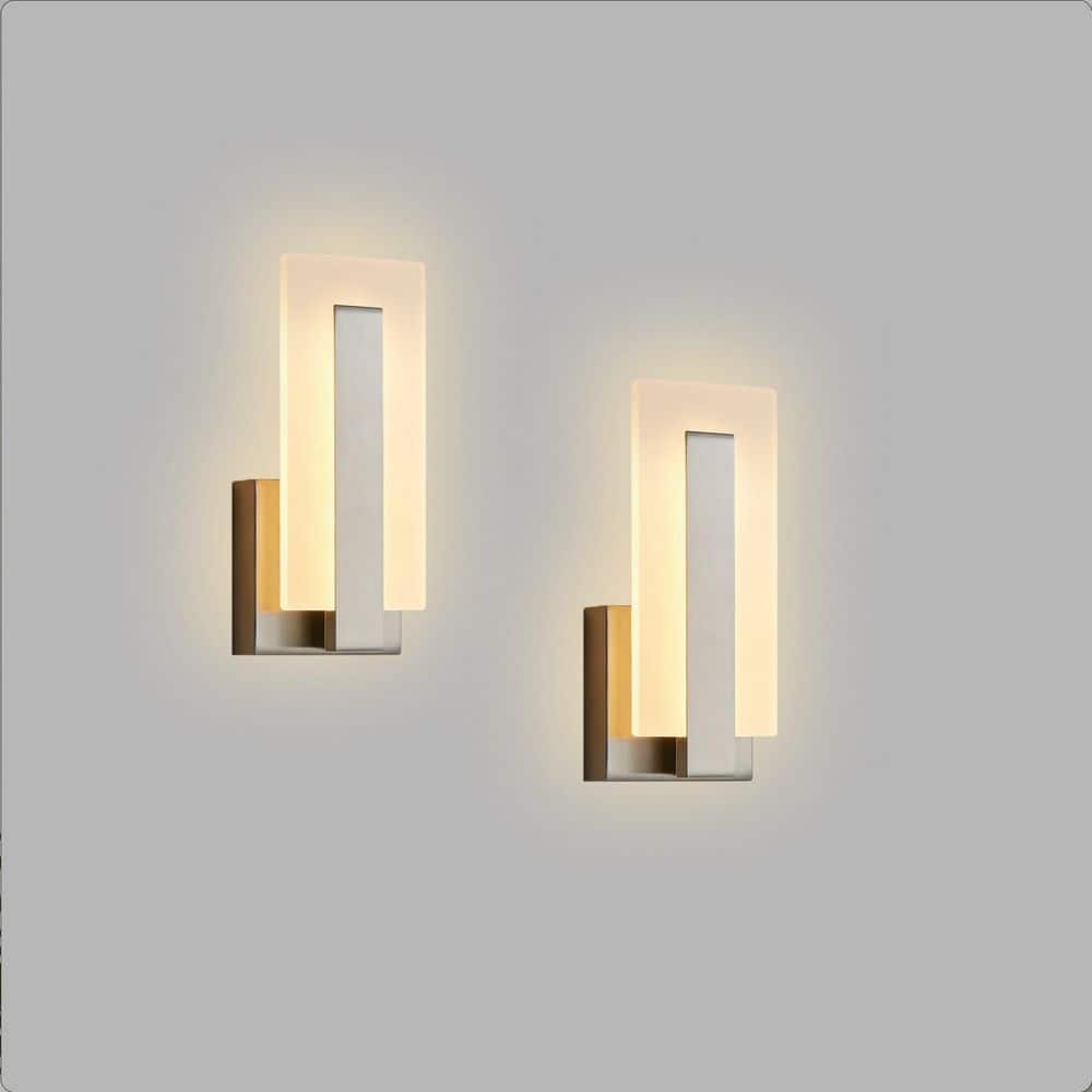 4.33 in. 1-Light Nickel Metal Framed LED Dimmable Vanity Light, Modern Minimalist Wall Sconce for Bathroom (2-Pack) price history on PriceWatchPro