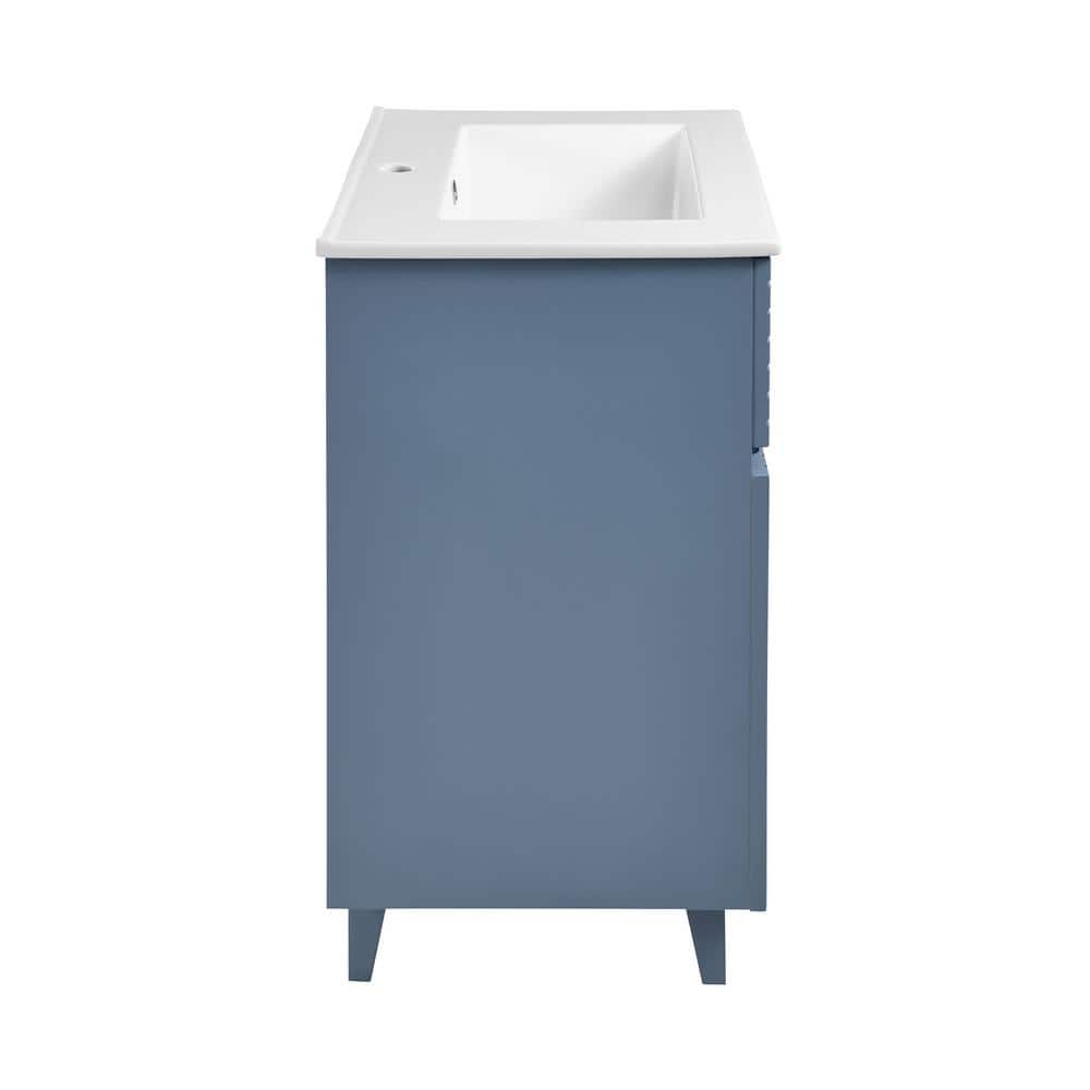 Bernay 24" Blue Freestanding Bathroom Vanity with Ceramic Top