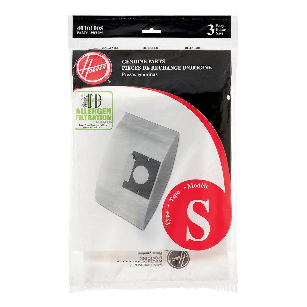 Hoover Type S Allergen Filtration Bags 3 Pack 4010100s The Home Depot