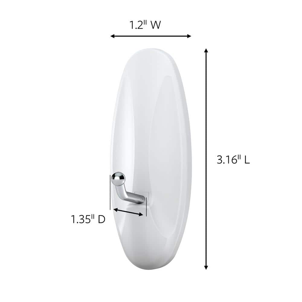 White Medium Wire Hooks with Adhesive Strips, 2-Pack