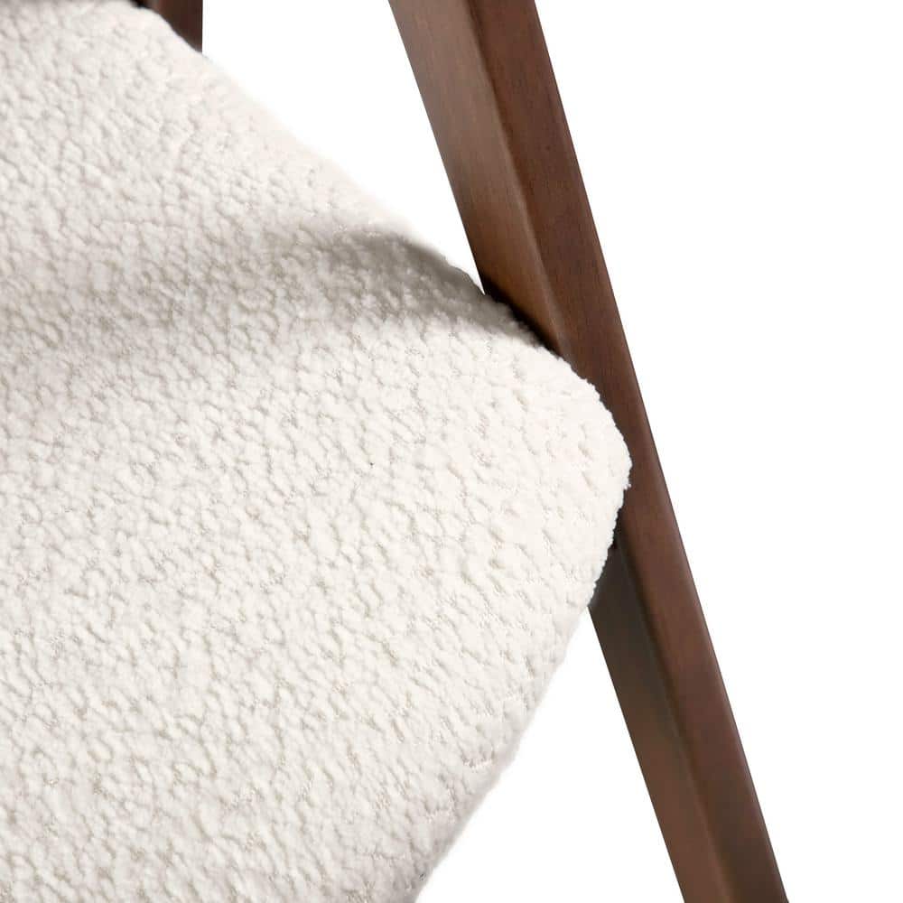 Walnut and Boucle Upholstered Mid-Century Modern Side Chair