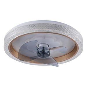 18 in. Integrated LED Indoor White Low Profile Flush Mount Reversible 6 Wind Speeds Ceiling Fan with Remote