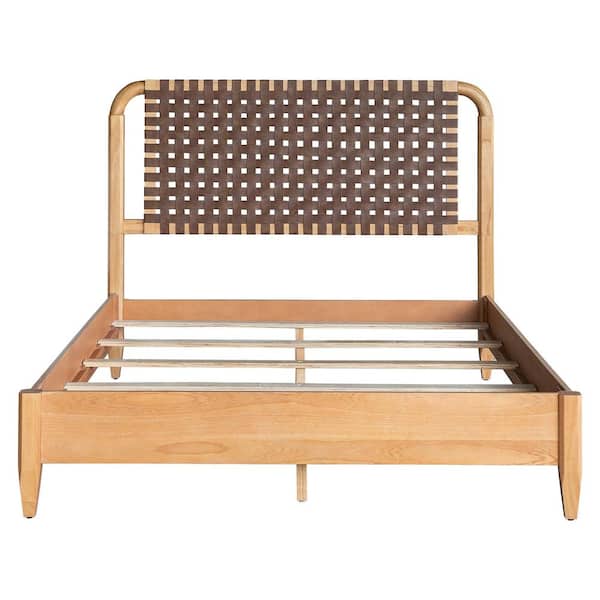 INK+IVY Jameson Beige Wood Frame Queen Platform Bed with Woven Faux Leather
