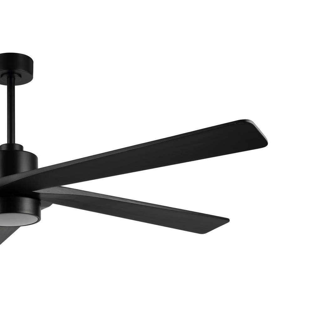 54" Matte Black Ceiling Fan with Light and Remote Control