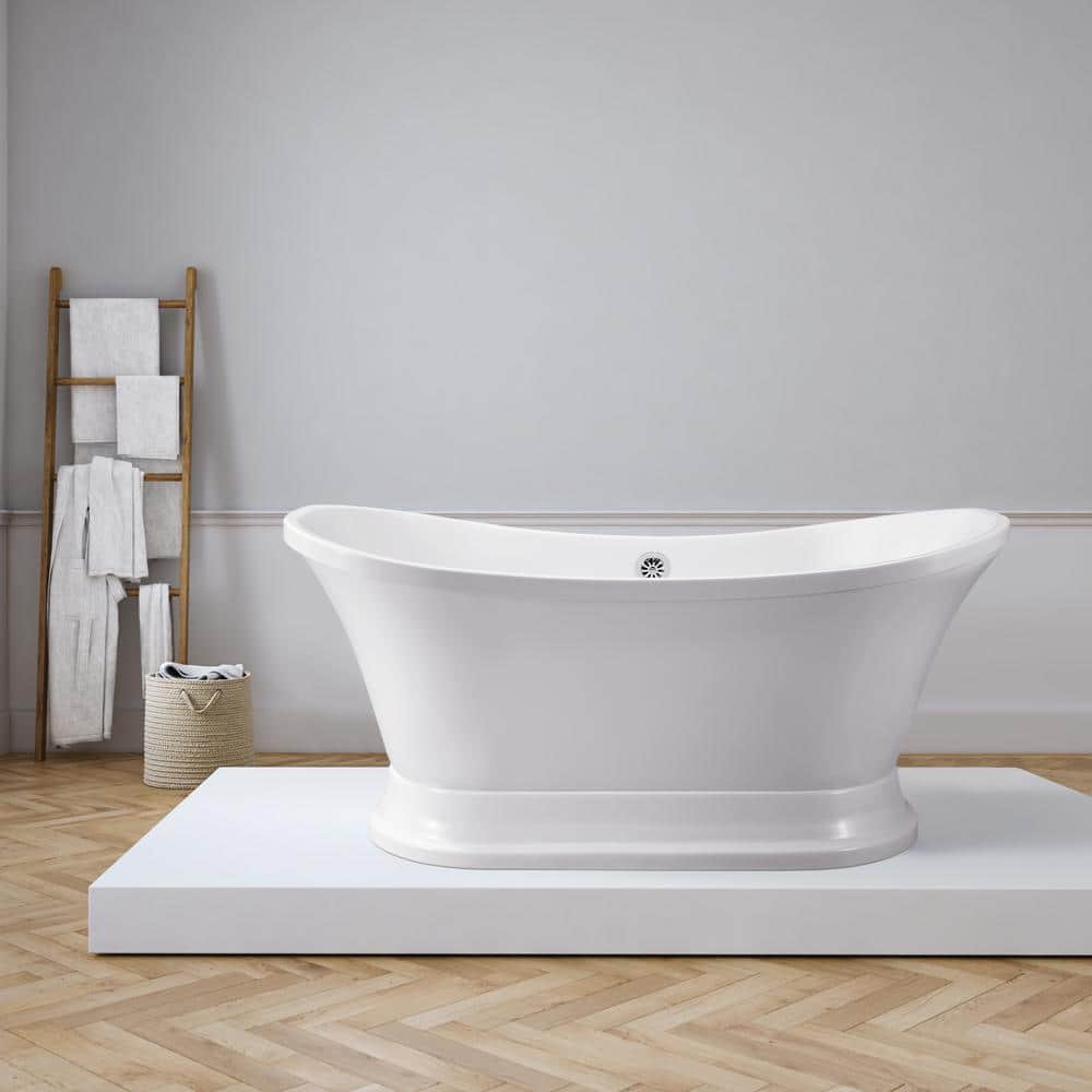 60" White Acrylic Clawfoot Freestanding Soaking Bathtub