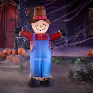 6 ft. LED Plaid Dressed Happy Scarecrow Inflatable