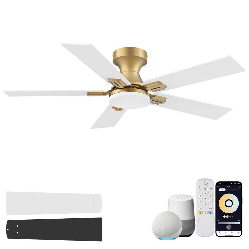 42 in. Dual-Color Blade Gold Smart Flush Mount Outdoor Indoor Ceiling Fan w/ LED Lights,Remote/APP/Alexa,Quiet DC Motor price history on PriceWatchPro
