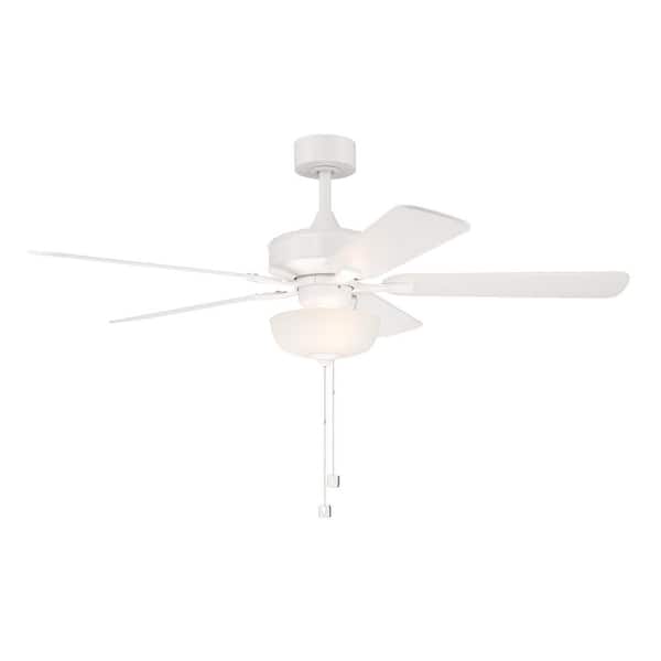 Gallant II 52 in. Indoor/Covered Outdoor Downrod Matte White Transitional Ceiling Fan w/ Three 3000K LED Bulbs Included