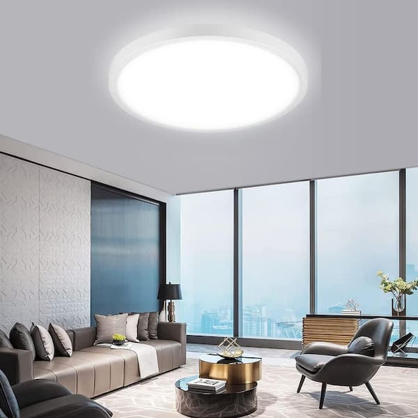 12 in. Integrated LED Flush Mount White Round Flat Panel Ceiling Lights3000K/3500K/4000K/5000K/6500K Adjustable 4-Pack