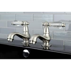 Vintage Crystal Old-Fashion Basin 8 in. Widespread 2-Handle Bathroom Faucet in Brushed Nickel