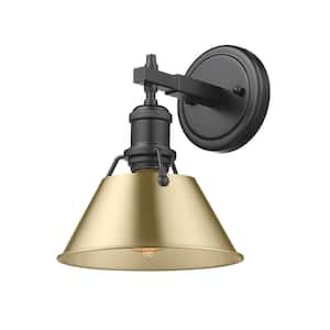 Orwell 7.5 in. 1-Light Matte Black and Brushed Champagne Bronze Wall Sconce