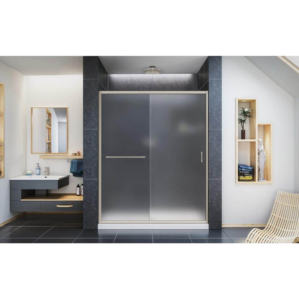 Infinity-Z 60" Distressed Bronze Frameless Sliding Shower Door
