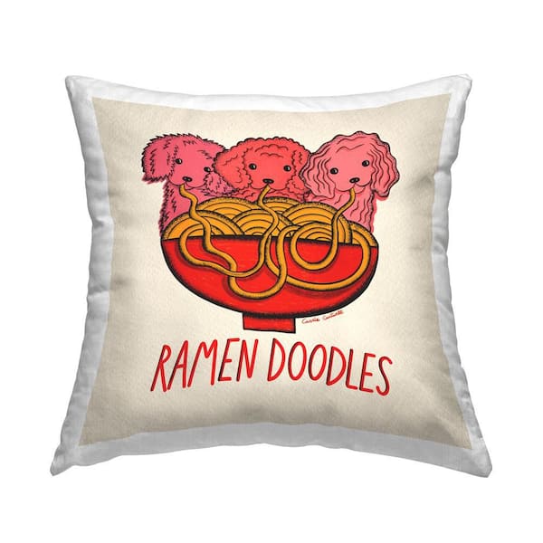 Stupell Industries Ramen Doodles Dogs Red Print Polyester 18 in. x 18 in. Throw Pillow