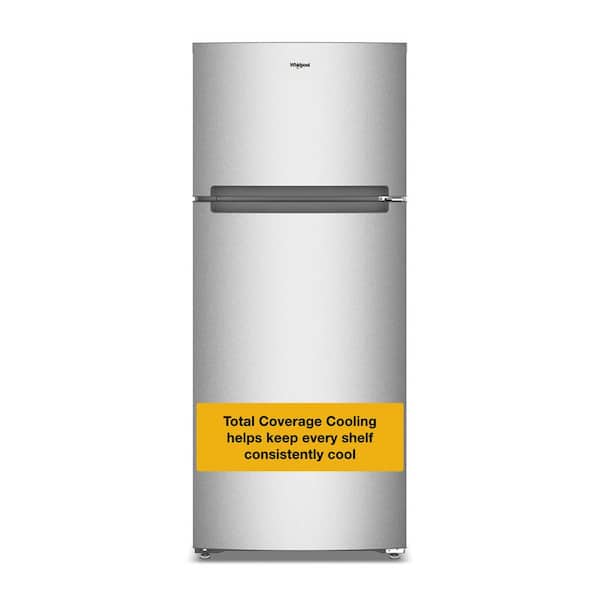 28 in. 18 cu. ft. Freestanding Top Freezer Refrigerator in Fingerprint-Resistant Stainless with Total Coverage Cooling