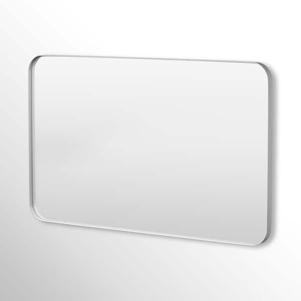 Hausvita 50 in. W x 30 in. H Rectangular Framed Tempered Glass Wall-Mounted Bathroom Vanity Mirror in Silver