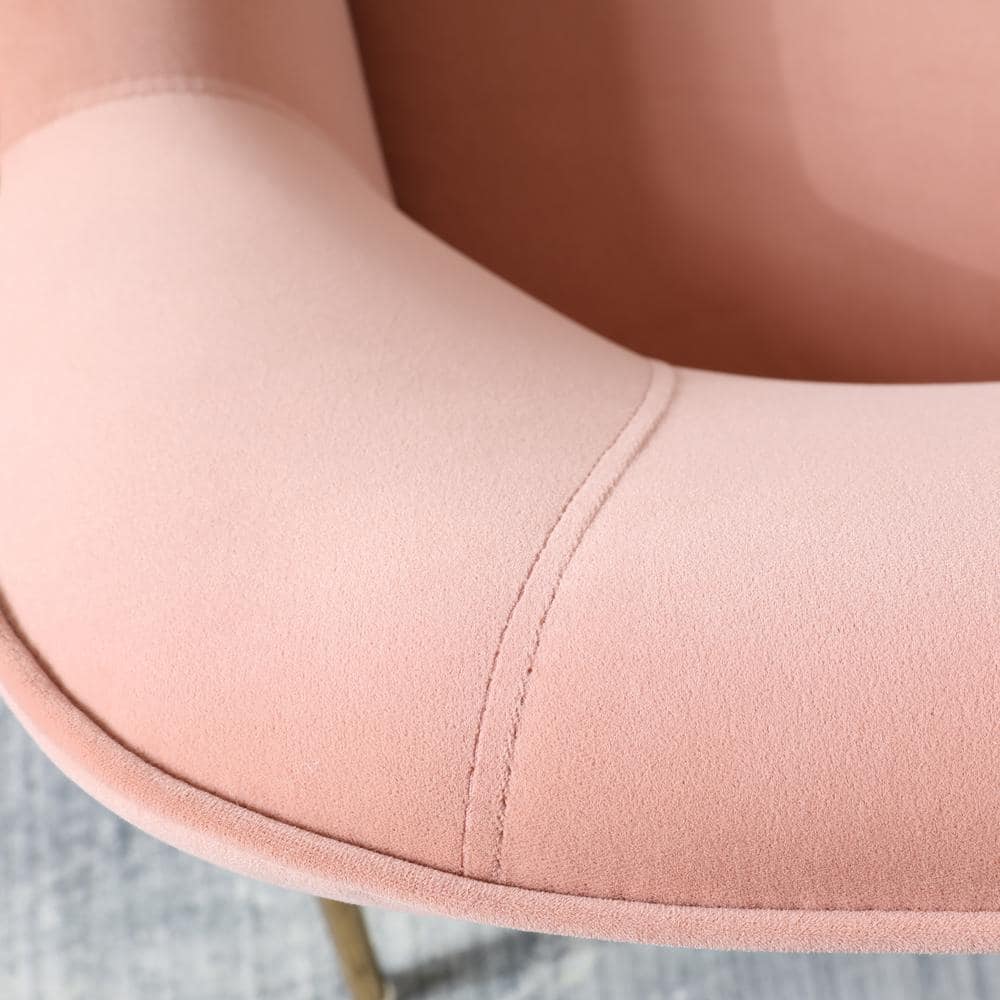Pink Velvet Swivel Accent Chair with Metal Frame