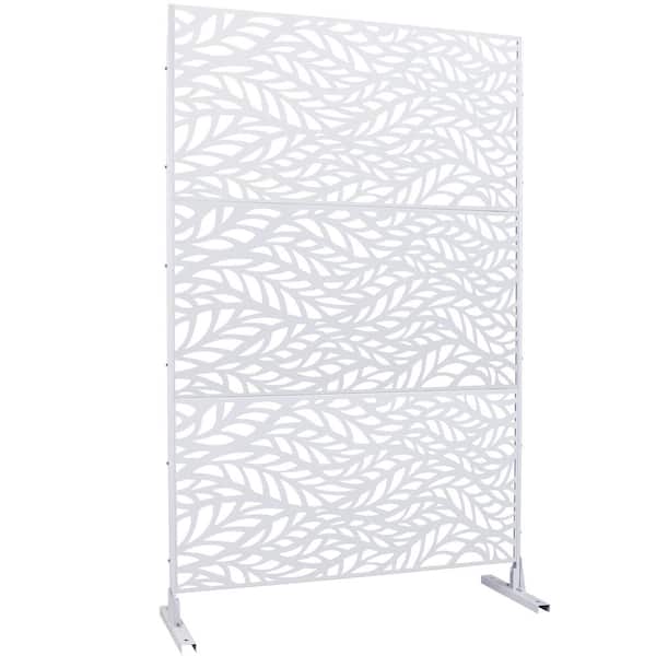 6.3 ft. H x 4 ft. W White Outdoor Privacy Panels Metal Garden Fence Panels Freestanding Decorative Screen Panel