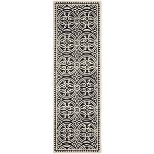 Cambridge Black/Ivory 3 ft. x 12 ft. Geometric Medallion Runner Rug