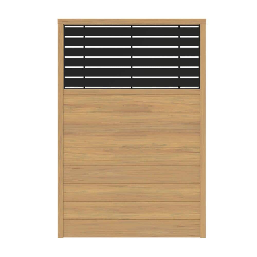 6 ft x 4 ft Cypress and Black Vinyl Semi-Privacy Fence